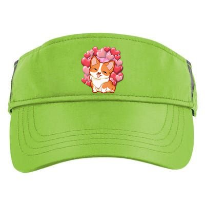 Cute Corgi Dog Valentines Day Love Heart Gift Cute Gift Adult Drive Performance Visor