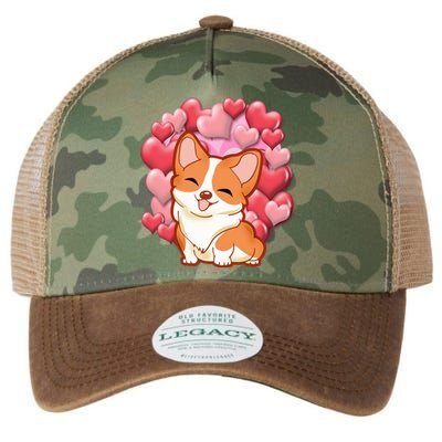 Cute Corgi Dog Valentines Day Love Heart Gift Cute Gift Legacy Tie Dye Trucker Hat