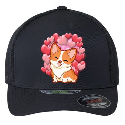 Cute Corgi Dog Valentines Day Love Heart Gift Cute Gift Flexfit Unipanel Trucker Cap