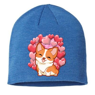 Cute Corgi Dog Valentines Day Love Heart Gift Cute Gift Sustainable Beanie