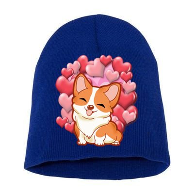 Cute Corgi Dog Valentines Day Love Heart Gift Cute Gift Short Acrylic Beanie