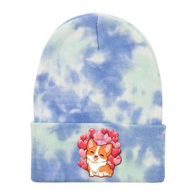 Cute Corgi Dog Valentines Day Love Heart Gift Cute Gift Tie Dye 12in Knit Beanie