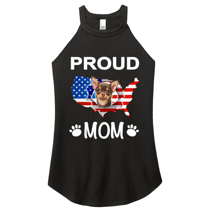 Chihuahua Chihuahua Dog Chihuahua Proud Patriot Mom Meaningful Gift Women's Perfect Tri Rocker Tank