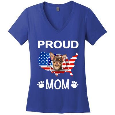 Chihuahua Chihuahua Dog Chihuahua Proud Patriot Mom Meaningful Gift Women's V-Neck T-Shirt