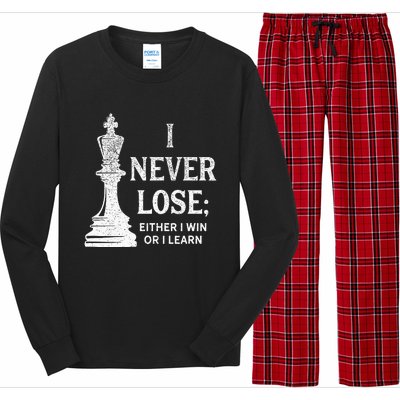 Classic Chess Design I Never Lose; I Either Win Or Learn Long Sleeve Pajama Set