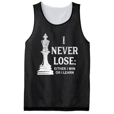 Classic Chess Design I Never Lose; I Either Win Or Learn Mesh Reversible Basketball Jersey Tank