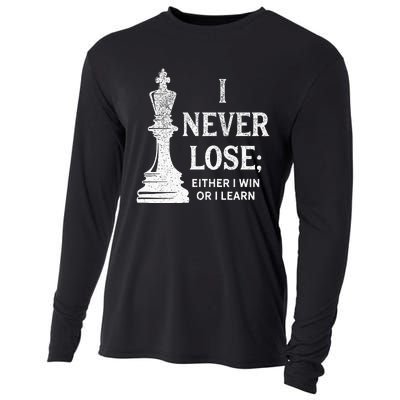 Classic Chess Design I Never Lose; I Either Win Or Learn Cooling Performance Long Sleeve Crew