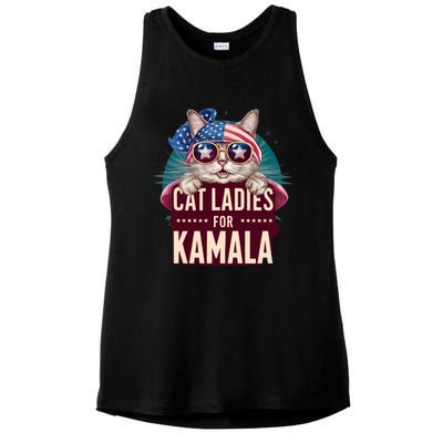 Cute Cat Design Cat Ladies For Kamala Ladies PosiCharge Tri-Blend Wicking Tank