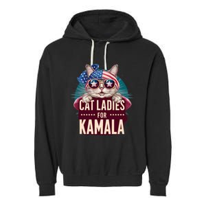 Cute Cat Design Cat Ladies For Kamala Garment-Dyed Fleece Hoodie