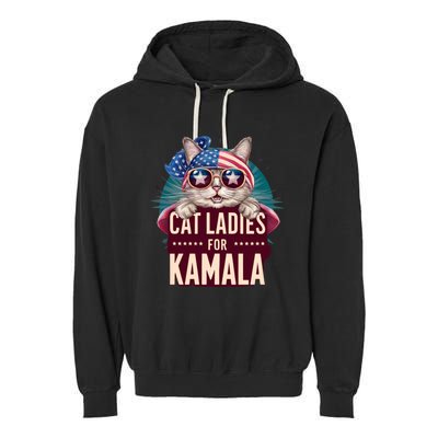 Cute Cat Design Cat Ladies For Kamala Garment-Dyed Fleece Hoodie