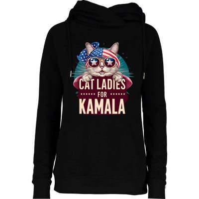 Cute Cat Design Cat Ladies For Kamala Womens Funnel Neck Pullover Hood