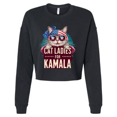 Cute Cat Design Cat Ladies For Kamala Cropped Pullover Crew