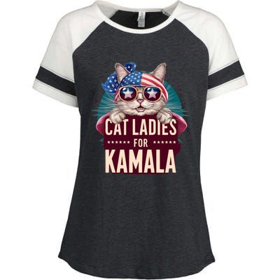 Cute Cat Design Cat Ladies For Kamala Enza Ladies Jersey Colorblock Tee