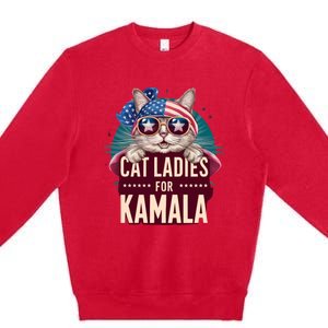 Cute Cat Design Cat Ladies For Kamala Premium Crewneck Sweatshirt