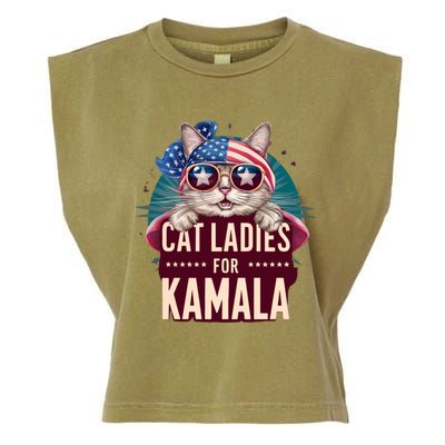 Cute Cat Design Cat Ladies For Kamala Garment-Dyed Women's Muscle Tee