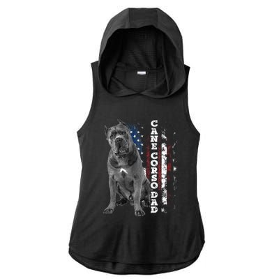 Cane Corso Dad Dog Owner Italian Mastiff Usa American Flag Ladies PosiCharge Tri-Blend Wicking Draft Hoodie Tank