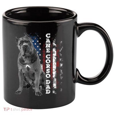 Cane Corso Dad Dog Owner Italian Mastiff Usa American Flag 11oz C Handle Ceramic Mug