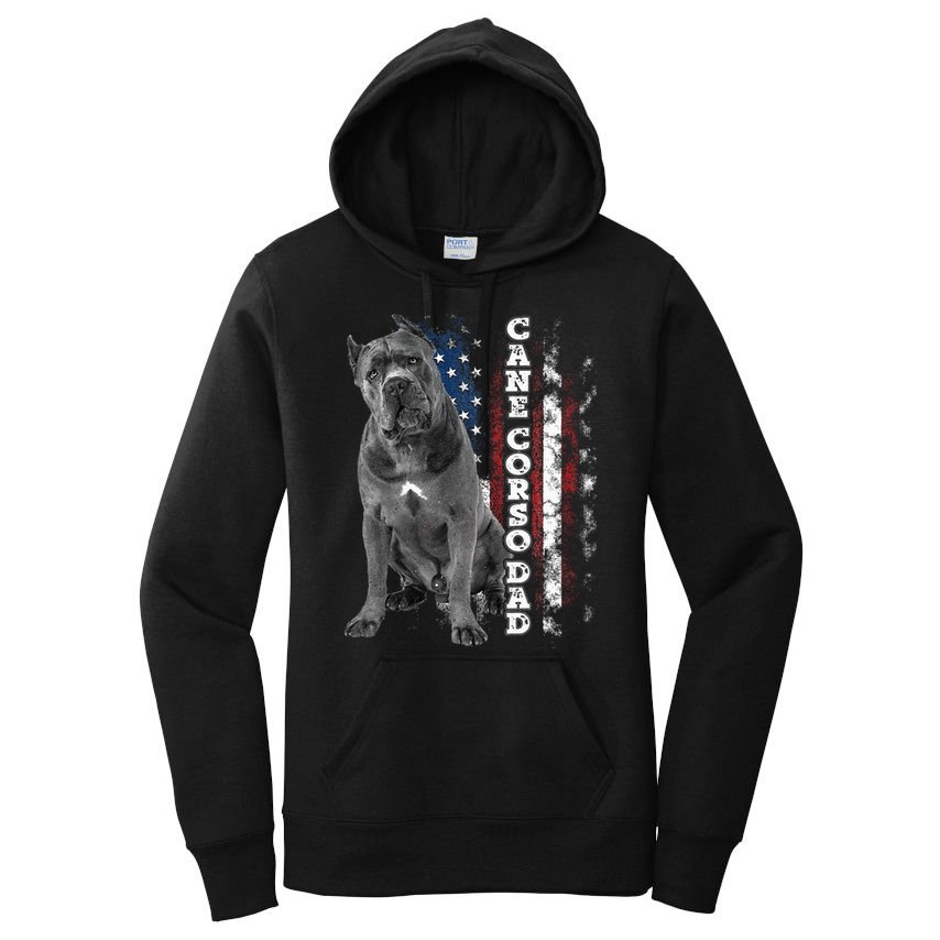 Cane Corso Dad Dog Owner Italian Mastiff Usa American Flag Women's Pullover Hoodie