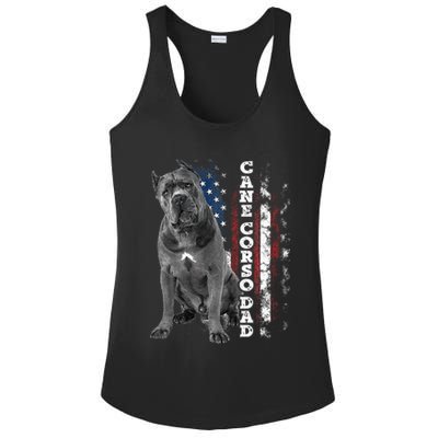 Cane Corso Dad Dog Owner Italian Mastiff Usa American Flag Ladies PosiCharge Competitor Racerback Tank
