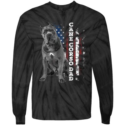 Cane Corso Dad Dog Owner Italian Mastiff Usa American Flag Tie-Dye Long Sleeve Shirt