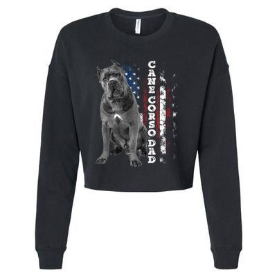 Cane Corso Dad Dog Owner Italian Mastiff Usa American Flag Cropped Pullover Crew