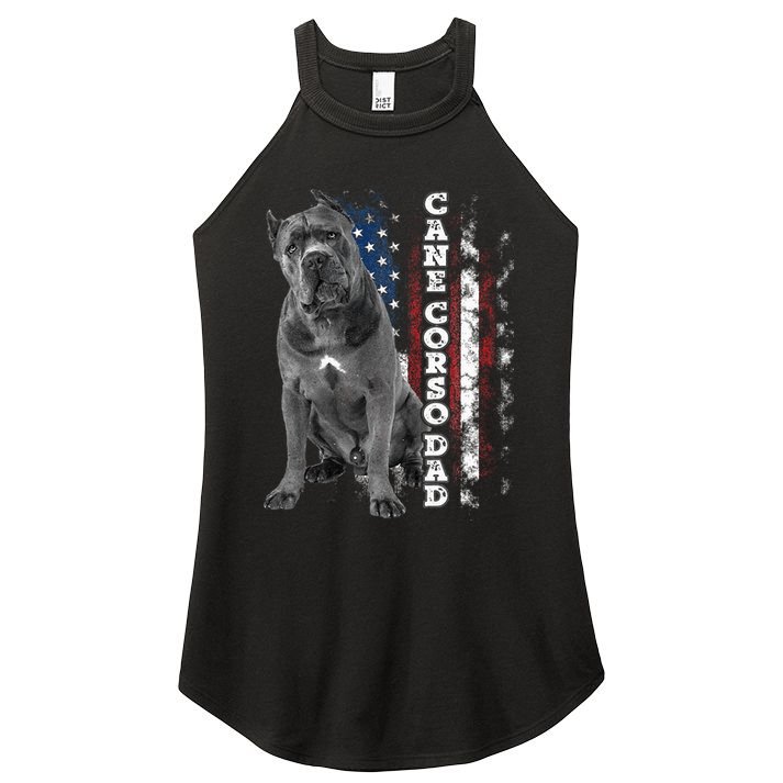 Cane Corso Dad Dog Owner Italian Mastiff Usa American Flag Women's Perfect Tri Rocker Tank