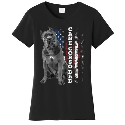 Cane Corso Dad Dog Owner Italian Mastiff Usa American Flag Women's T-Shirt