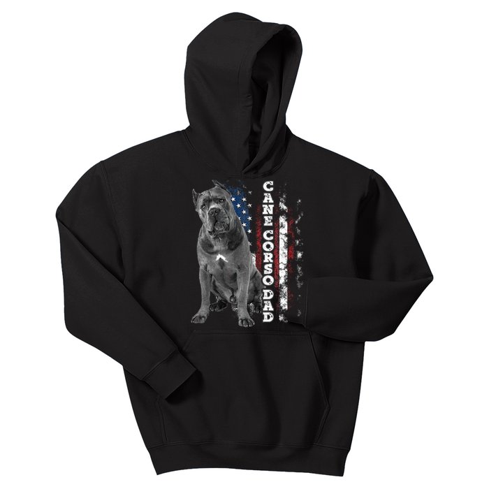 Cane Corso Dad Dog Owner Italian Mastiff Usa American Flag Kids Hoodie