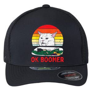 Confused Cat Dinner Table Ok Boomer Funny Meme Lover Gift Flexfit Unipanel Trucker Cap