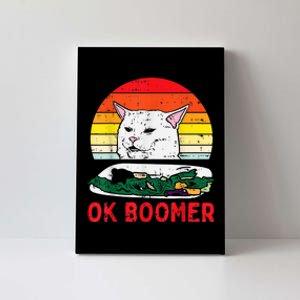 Confused Cat Dinner Table Ok Boomer Funny Meme Lover Gift Canvas