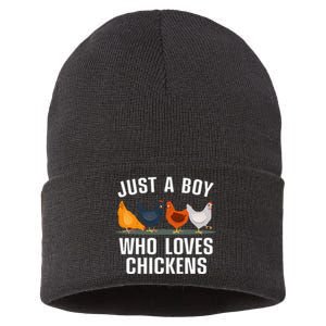 Cute Chicken Design For Farming Chicken Lover Sustainable Knit Beanie