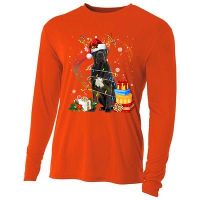 Cane Corso Dog Christmas Reindeer Santa Lights Dogs Xmas Gift Cooling Performance Long Sleeve Crew