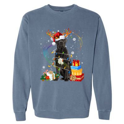 Cane Corso Dog Christmas Reindeer Santa Lights Dogs Xmas Gift Garment-Dyed Sweatshirt