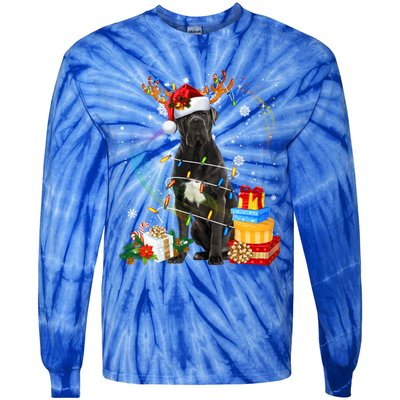 Cane Corso Dog Christmas Reindeer Santa Lights Dogs Xmas Gift Tie-Dye Long Sleeve Shirt