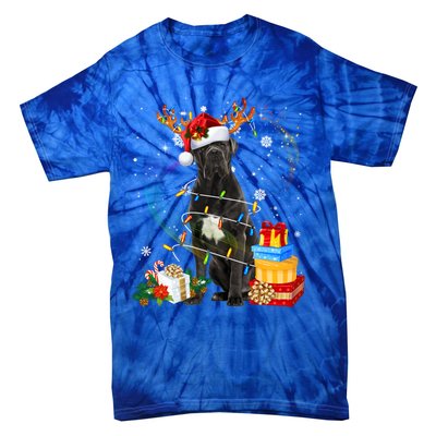 Cane Corso Dog Christmas Reindeer Santa Lights Dogs Xmas Gift Tie-Dye T-Shirt