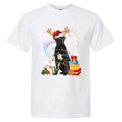 Cane Corso Dog Christmas Reindeer Santa Lights Dogs Xmas Gift Garment-Dyed Heavyweight T-Shirt