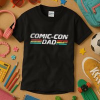 C.O.M.I.C Con Dad 80S Retro Style Distressed Kids T-Shirt