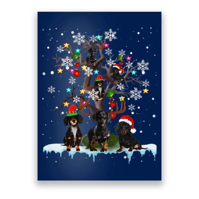 Cute Christmas Dachshund Tree Clothes Dog Lover Holiday Poster