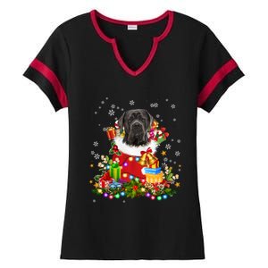 Cane Corso Dog Christmas Tree Lights Pajamas Xmas Matching Great Gift Ladies Halftime Notch Neck Tee