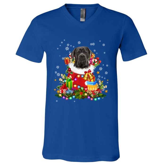 Cane Corso Dog Christmas Tree Lights Pajamas Xmas Matching Great Gift V-Neck T-Shirt