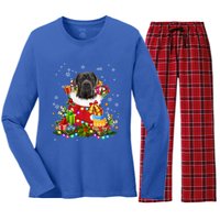 Cane Corso Dog Christmas Tree Lights Pajamas Xmas Matching Great Gift Women's Long Sleeve Flannel Pajama Set 