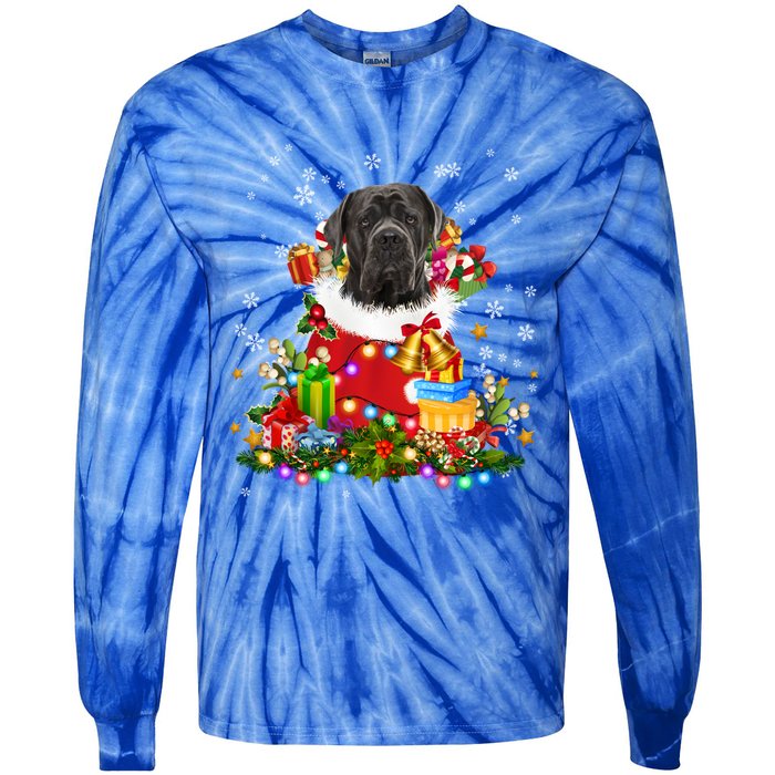 Cane Corso Dog Christmas Tree Lights Pajamas Xmas Matching Great Gift Tie-Dye Long Sleeve Shirt