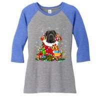 Cane Corso Dog Christmas Tree Lights Pajamas Xmas Matching Great Gift Women's Tri-Blend 3/4-Sleeve Raglan Shirt