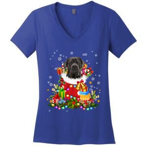 Cane Corso Dog Christmas Tree Lights Pajamas Xmas Matching Great Gift Women's V-Neck T-Shirt