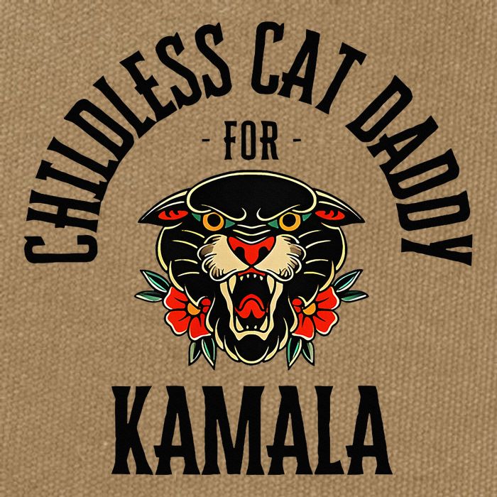 Childless Cat Daddy For Kamala Against Fascism Feminist Cotton Canvas Backpack