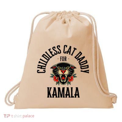Childless Cat Daddy For Kamala Against Fascism Feminist Drawstring Bag
