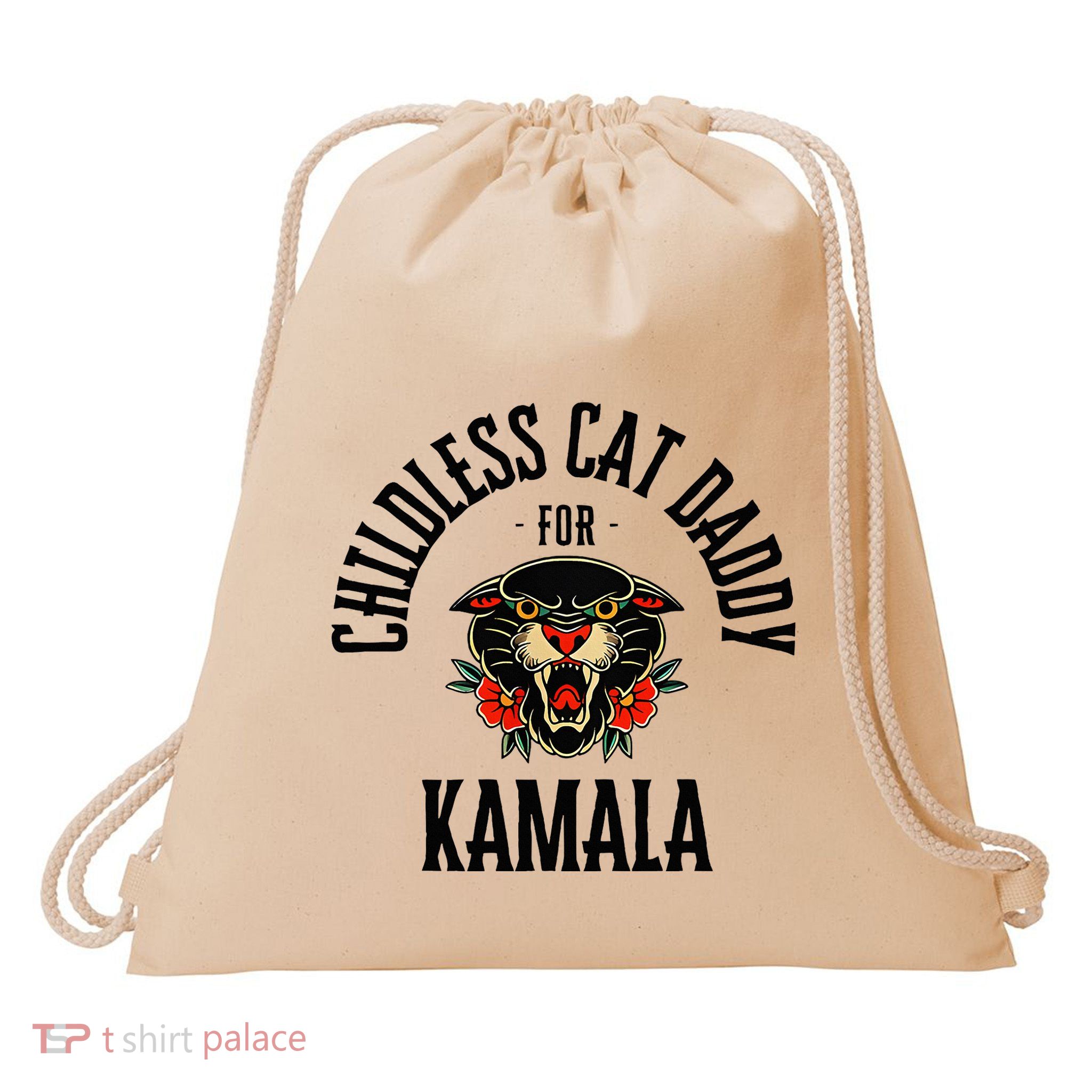 Childless Cat Daddy For Kamala Against Fascism Feminist Drawstring Bag