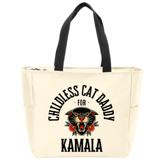 Childless Cat Daddy For Kamala Against Fascism Feminist Zip Tote Bag