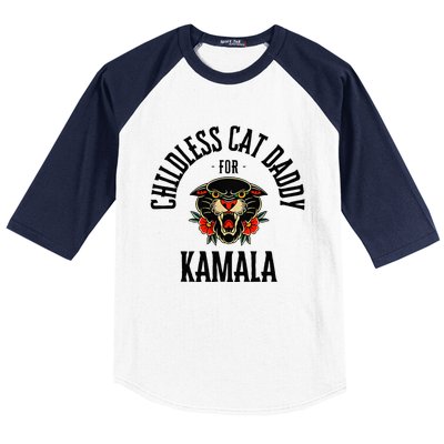 Childless Cat Daddy For Kamala Against Fascism Feminist Baseball Sleeve Shirt