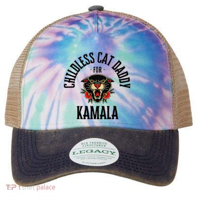 Childless Cat Daddy For Kamala Against Fascism Feminist Legacy Tie Dye Trucker Hat